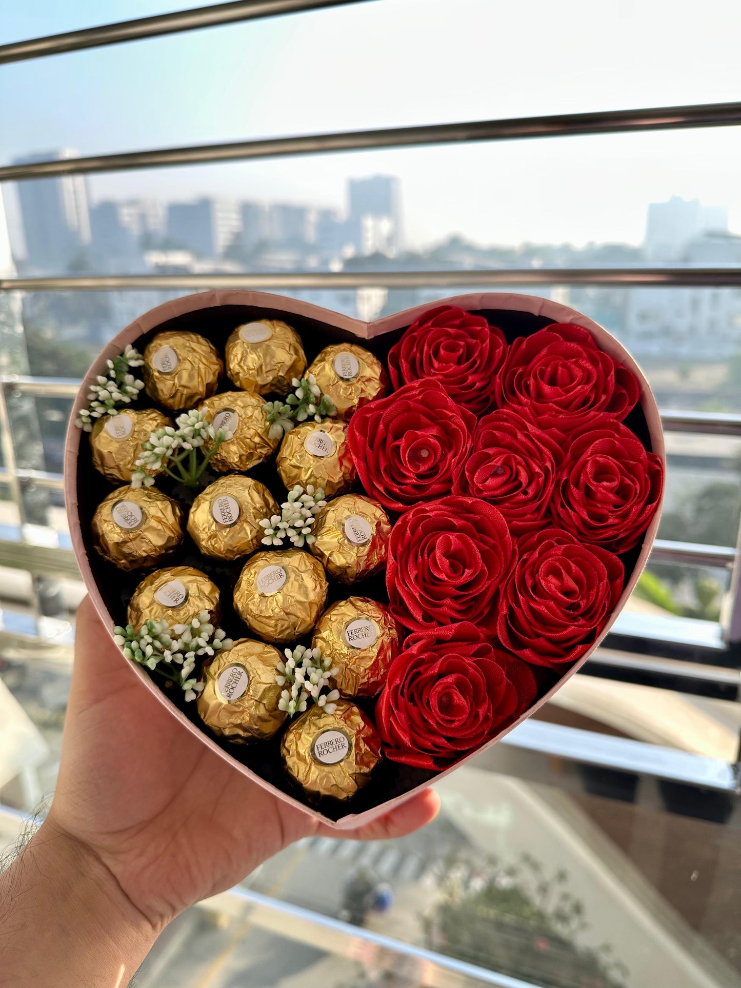 Heart-Shaped Chocolate & Rose Gift Box