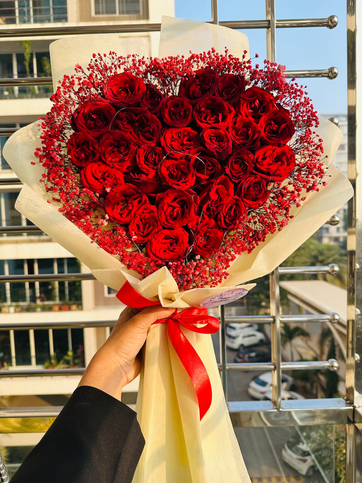 Heart-Shaped Red Rose Bouquet