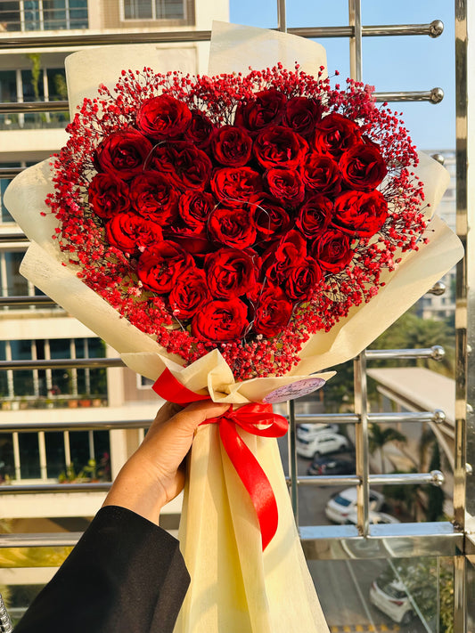 Heart-Shaped Red Rose Bouquet